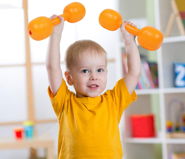 Kids Plastic Weight Set Dumbbells Set for toddlers | Barbell Fitness Exercise Equipment for Home Gym Workout (Set of 6 pcs)