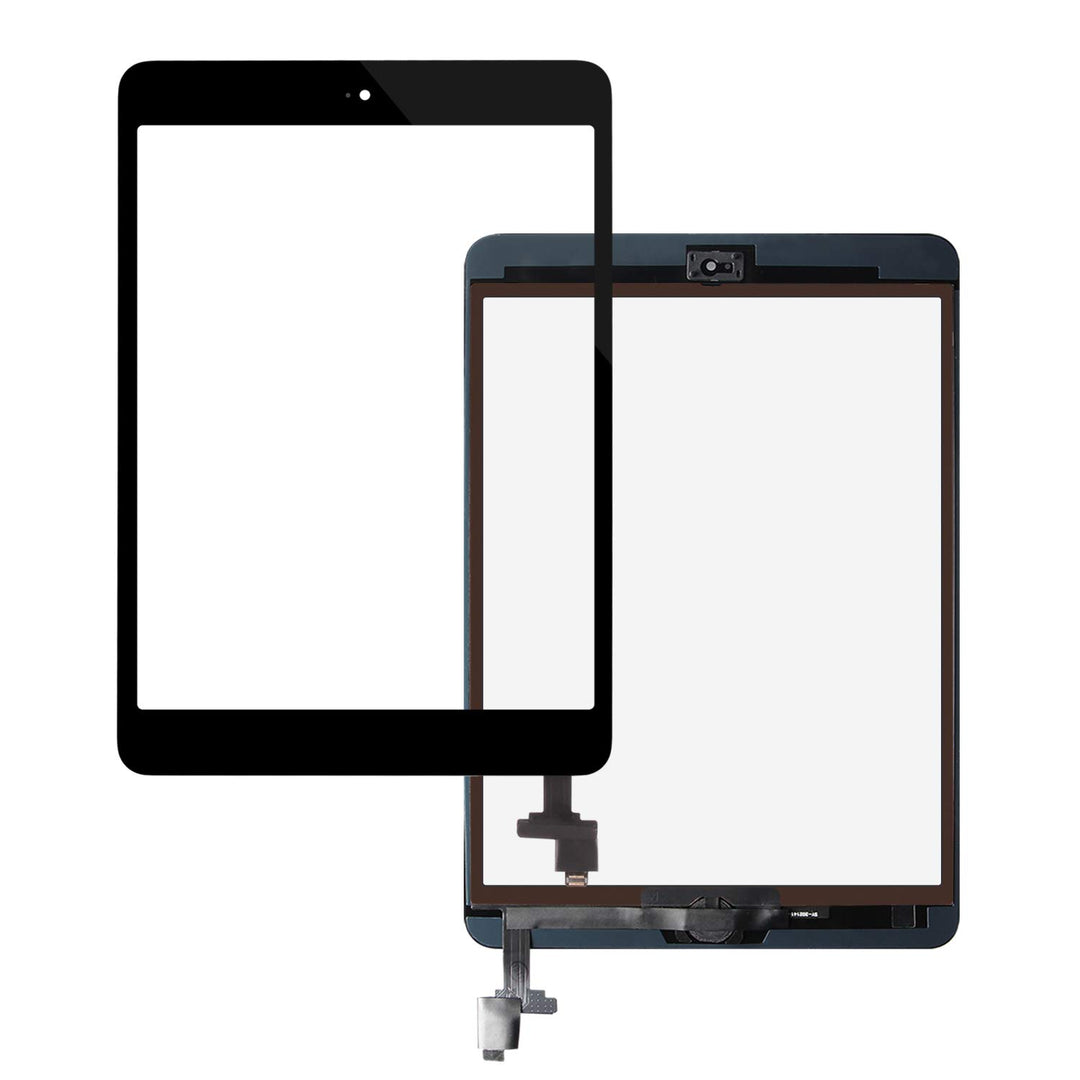 Screen Replacement For IPad Mini 1 A1432 A1454 A1455/IPad Mini 2 A1489 A1490 A1491 Touch Digitizer Parts, Include IC Chip,Home Button,Cameral Holder,with Screen Protector+Repair Tools (Black)