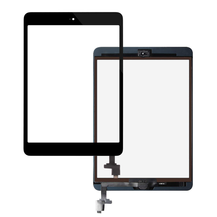 Screen Replacement For IPad Mini 1 A1432 A1454 A1455/IPad Mini 2 A1489 A1490 A1491 Touch Digitizer Parts, Include IC Chip,Home Button,Cameral Holder,with Screen Protector+Repair Tools (Black)