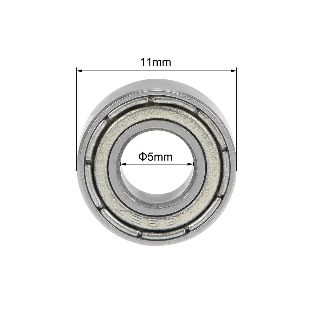 685ZZ Deep Groove Ball Bearings Z2 5mm X 11mm X 5mm Double Shielded Carbon Steel 12pcs