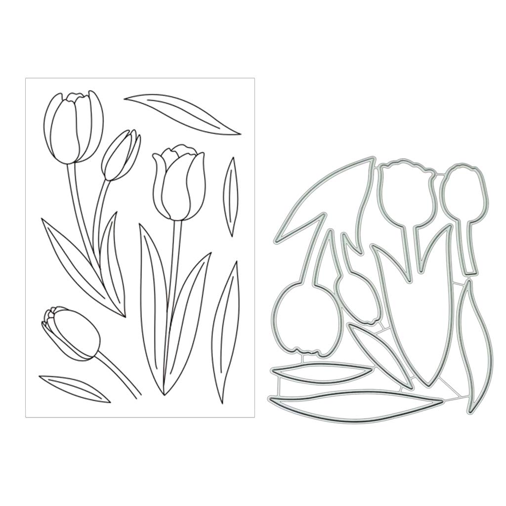Tulip Silicone Clear Stamp and Die Sets for Card Making, DIY Embossing Photo Album Decorative Craft