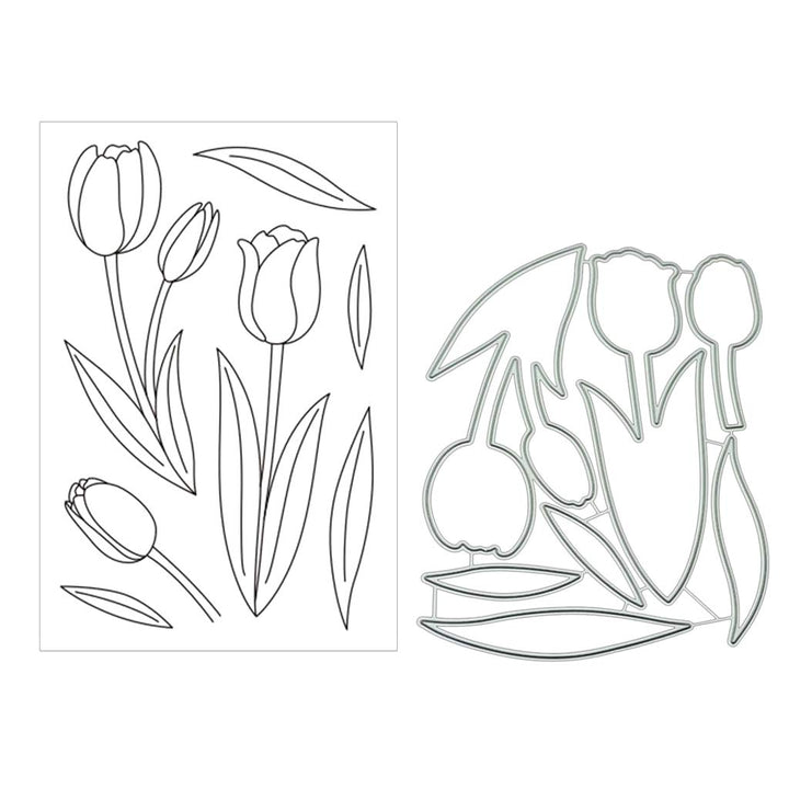 Tulip Silicone Clear Stamp and Die Sets for Card Making, DIY Embossing Photo Album Decorative Craft