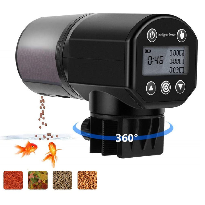 Automatic Fish Feeder - Moisture-Proof Electric Auto Feeder for Aquarium, 200ML, Black
