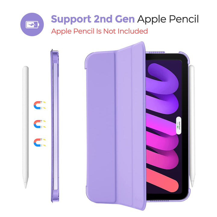 Smart Case for iPad Mini 7 A17 Pro 2024/iPad Mini 6 2021 8.3 Inch iPad Mini 7th/6th Gen Case, Hard Back Cover for iPad Mini 8.3 7th Gen A2995/A2996/A2993/6th Gen A2567 A2568 A2569 -Purple