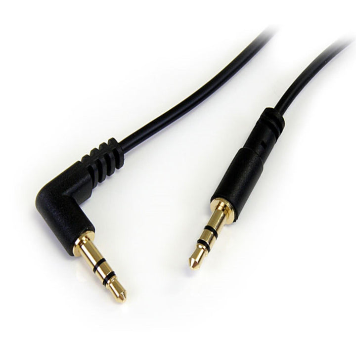 1 ft. (0.3 m) Right Angle 3.5 mm Audio Cable - 3.5mm Slim Audio Cable - Male/Male - Aux Cable (MU1MMSRA), Black