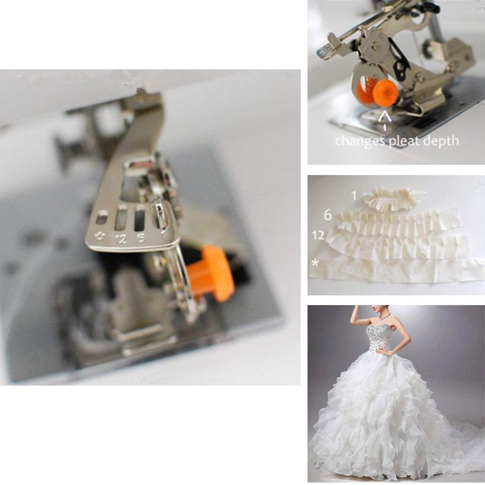 Ruffler Sewing Machine Presser Foot Gathering Pleats and Ruffles Attachment for Low Shank Singer, Brother, Babylock, Viking, Janome, Kenmore