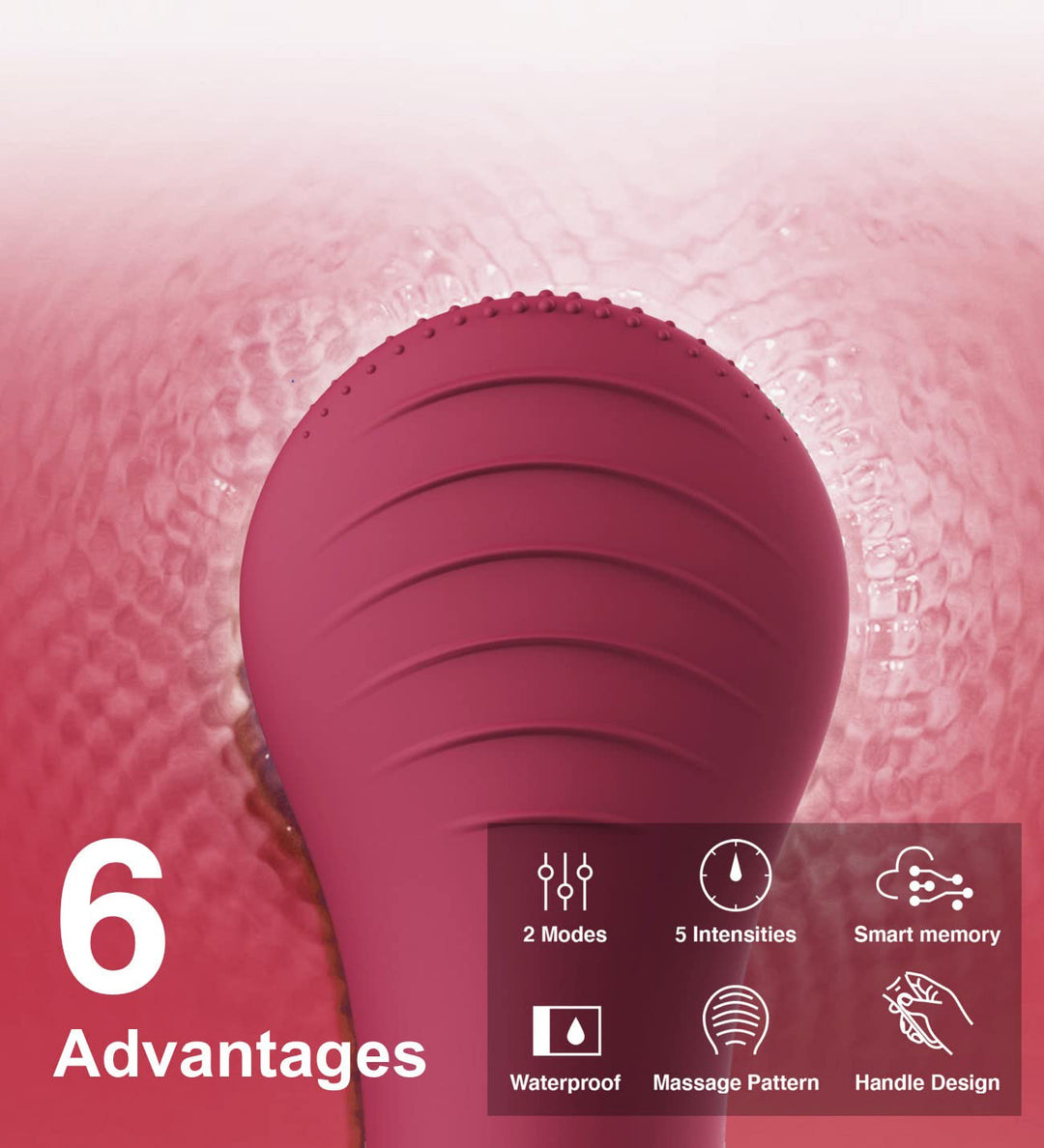 Face Scrubber, CLIE Facial Cleansing Brush, Waterproof and Rechargeable Face Scrub Brush for Men & Women, Cleansing, Exfoliating and Massaging, Electric Face Wash Brush - Berry