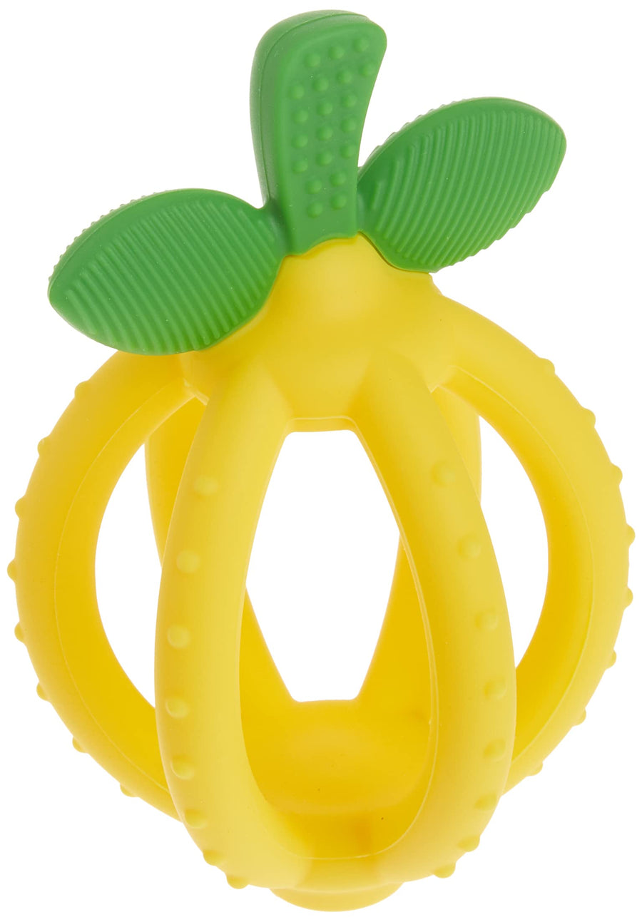 Teething Ball & Training Toothbrush - Silicone, BPA-Free Bitzy Biter Clementine-Shaped Teething Toy Features Multiple Textures to Soothe Gums & an Easy-to-Hold Design (Clementine)