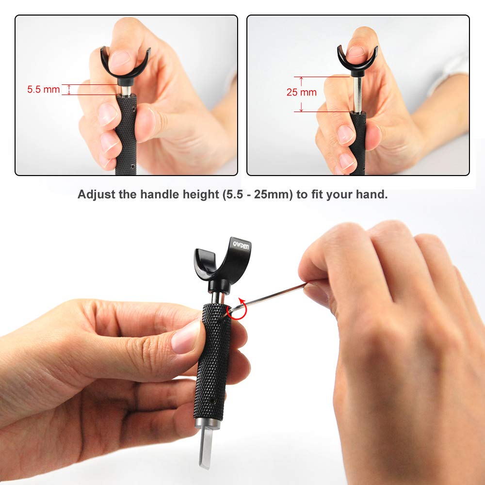 Professional Leather tool, Leather Swivel knife with 2 sizes blade, This size “L” (handle diameter : 13 mm),Adjustable handle height. (L)