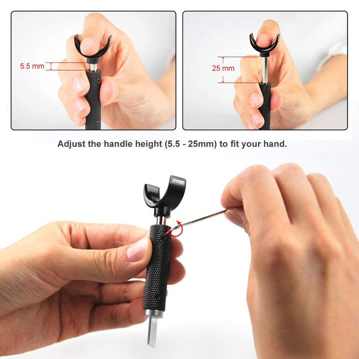 Professional Leather tool, Leather Swivel knife with 2 sizes blade, This size “L” (handle diameter : 13 mm),Adjustable handle height. (L)