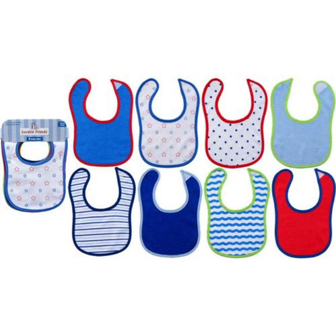 Luvable Friends 8-Pack Drooler Bibs - Blue Assortment