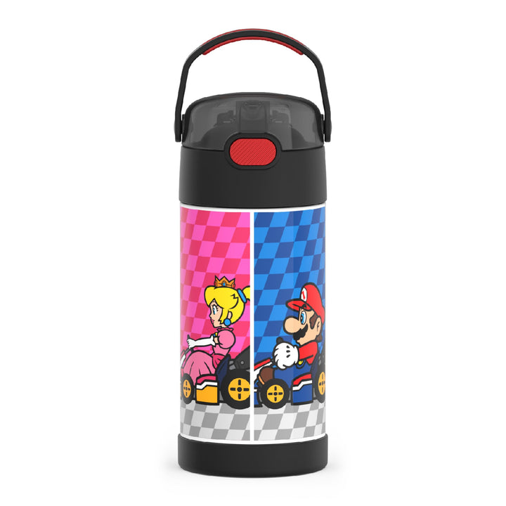 FUNTAINER Water Bottle with Straw - 12 Ounce, Super Mario Brothers - Kids Stainless Steel Vacuum Insulated Water Bottle with Lid(Style May Vary)