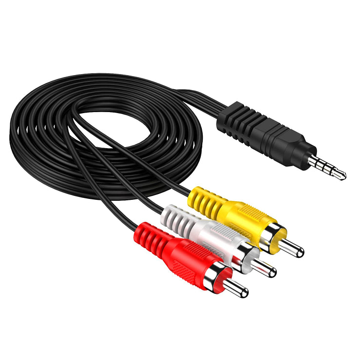 3.5 mm to RCA AV Camcorder Video Cable,3.5mm 1/8 TRRS Male to 3 RCA Male Plug Adapter Cord for TV,Smartphones,MP3, Tablets,Speakers,Home Theater - 5ft/1.5M