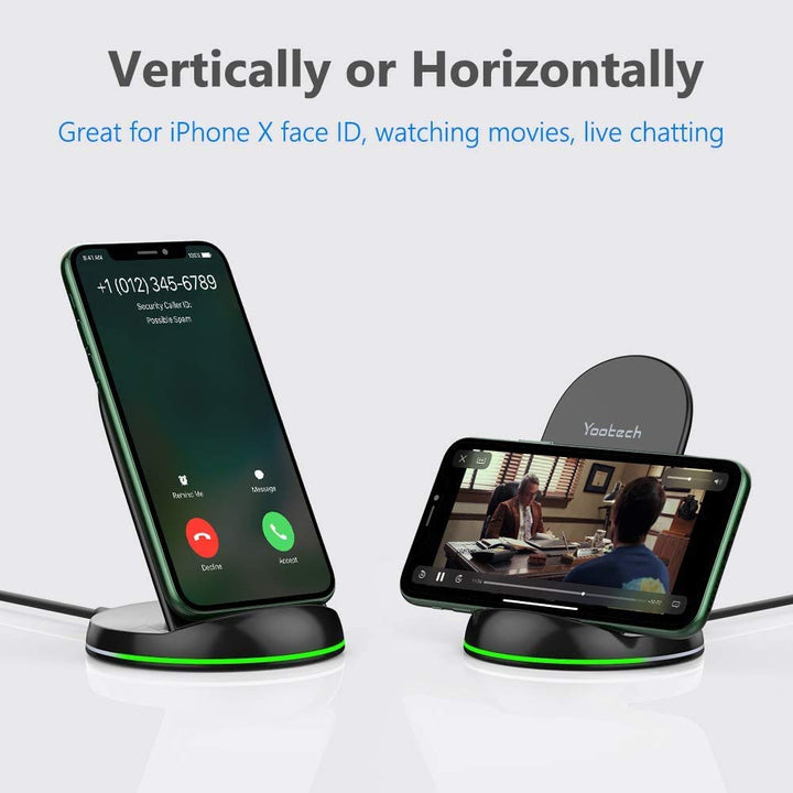 Yootech Wireless Charger,10W Max Wireless Charging Stand, Compatible with iPhone 16/16 Plus/16 Pro Max/15/14/14 Plus/14 Pro Max/13/SE 2022/12/11/X/8, Galaxy S22/S21/S20/S10(No AC Adapter)