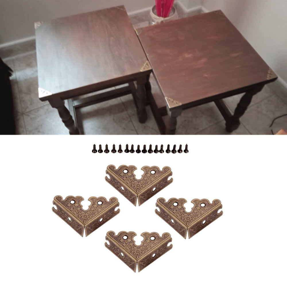 4Pcs Decorative Corner Protectors, Retro Style Edge Safety Guards Covers for Picture Frame Album Jewelry Box Gift Box Wooden Case Chest Tables Cabinet Furniture, 1.34x1.34-Antique Bronze