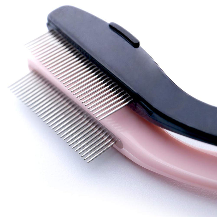 Folding Eyelash Comb, 3 PCS Eyebrow Comb Metal Teeth, Professional Tool for Define Lash & Brow