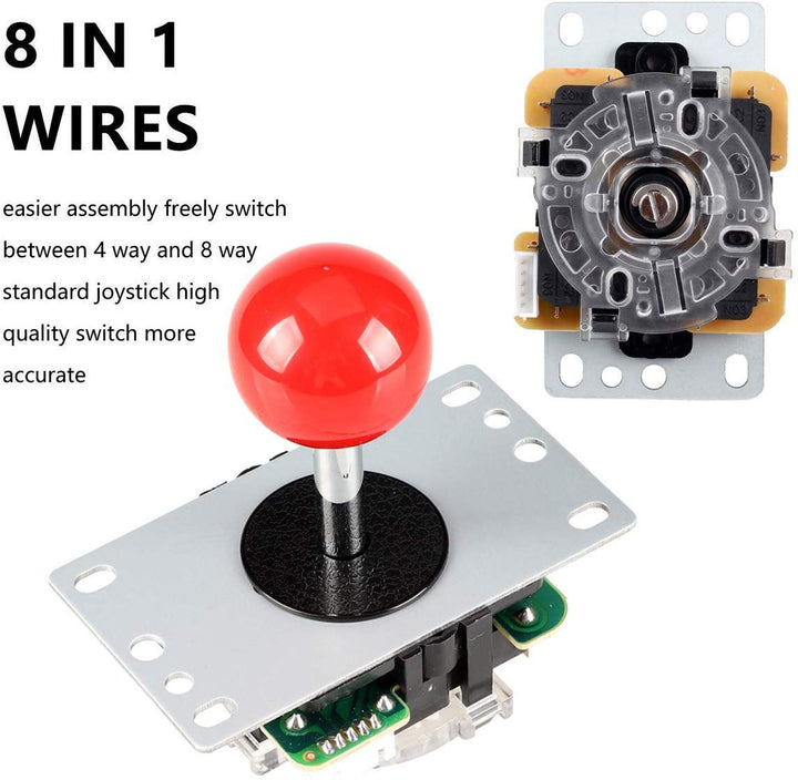 Arcade DIY Kit USB Encoder To PC Joystick + 8 Ways 5 Pin Stick + Chrome Plated LED Illuminated Push Button 1 Player & Coin Buttons For Arcade Mame Raspberry Pi 2 3 3B Games