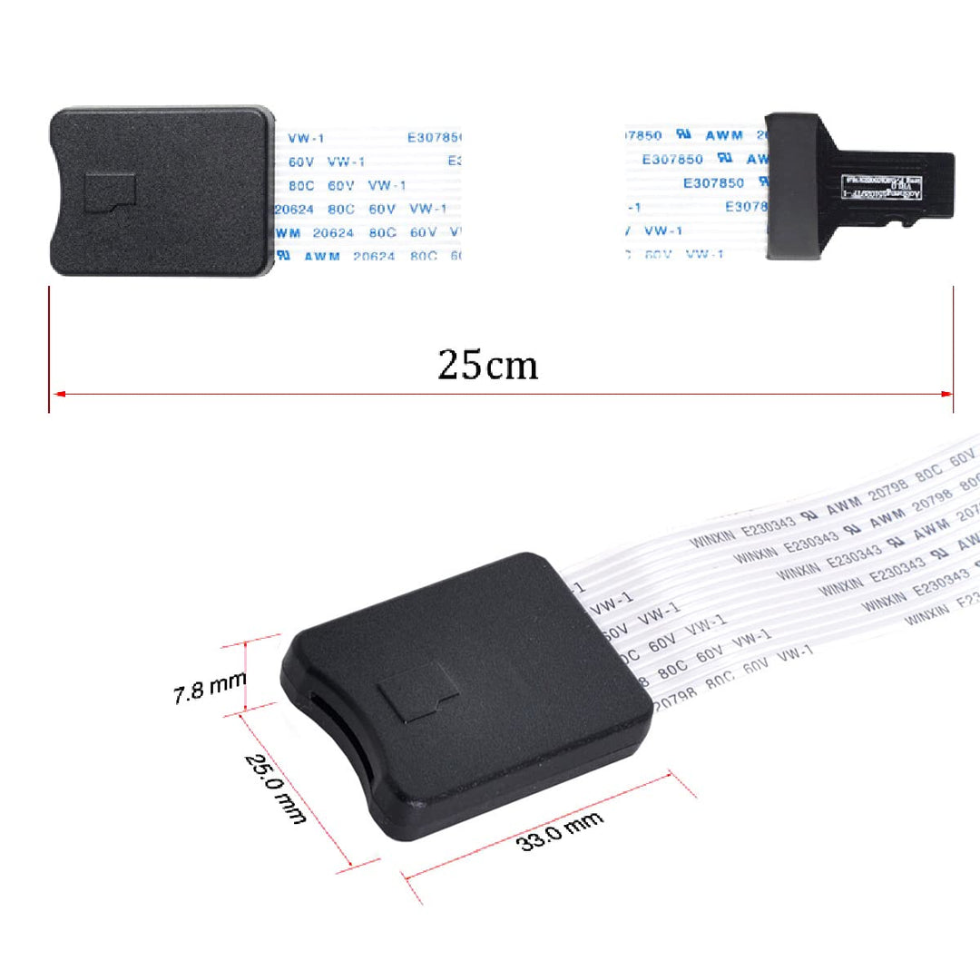 Micro-SD TF Memory Card Kit Male to TF Female Extension Soft Flat FPC Cable Extender 25cm