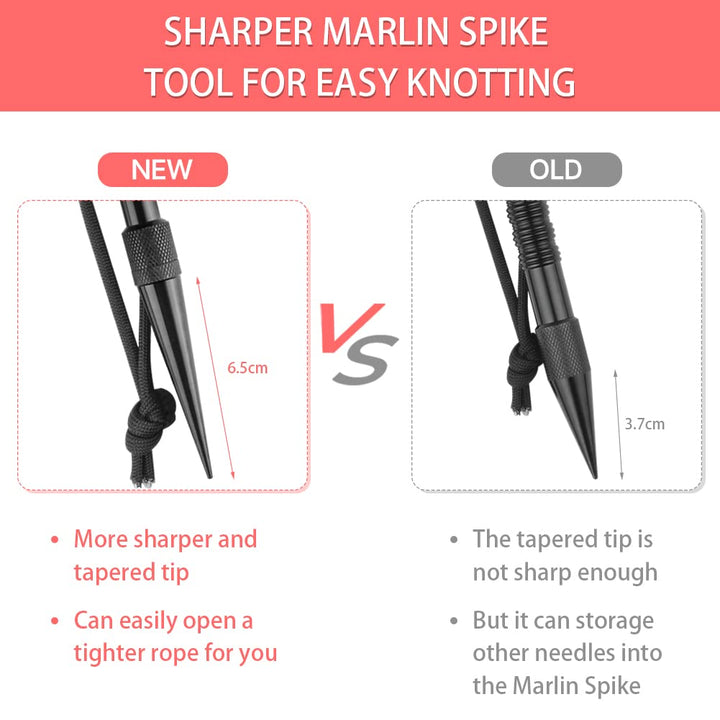 Paracord Tools, 13 Pack Paracord Stitching Paracord FID Set, Knotting Tool Paracord Supplies & Accessories Stainless Steel Lacing Needles Smoothing Tool Knotter with Marlin Spike (Black Sharp)