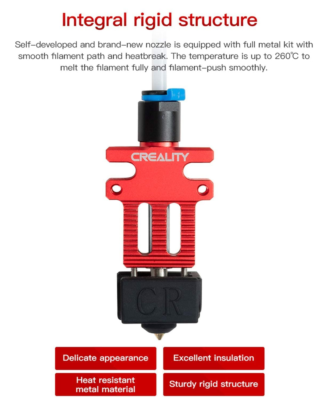 Creality CR6 SE 3D Printer Hotend Extruder Kit, Assembled Aluminium Alloy Hot End Kit with PTFE Tube, Heat Block, 0.4mm Nozzle and Silicone Sock for CR6 SE 3D Printer