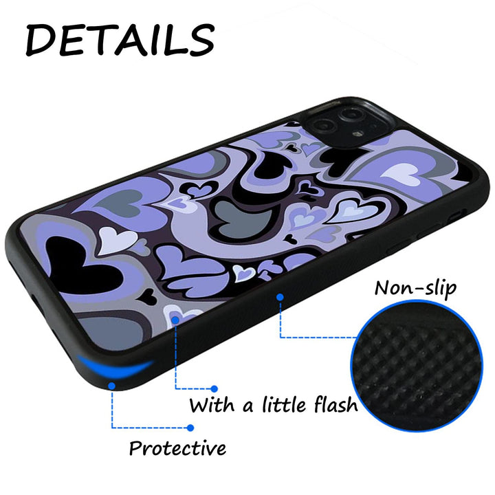 Cute Phone Cases Purple Love Heart Cute Phone Case Slim Soft Protective Phone Case Compatible with iPhone 12 and 12 pro