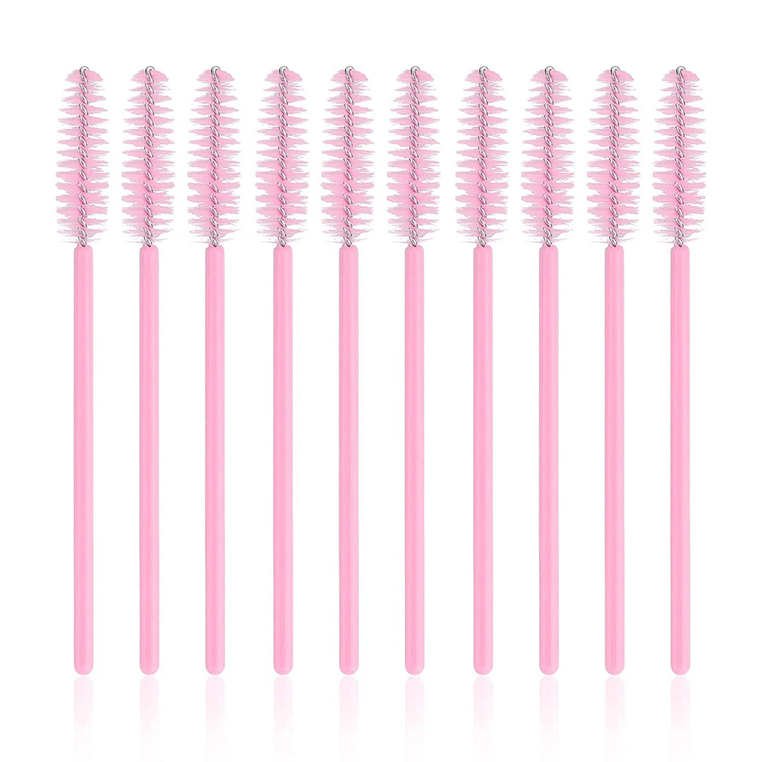300PCS Disposable Light Pink Eyelash Brushes Mascara Wands Makeup Brush Kit Cosmetic Applicators (50Pcs X 6 Pack)