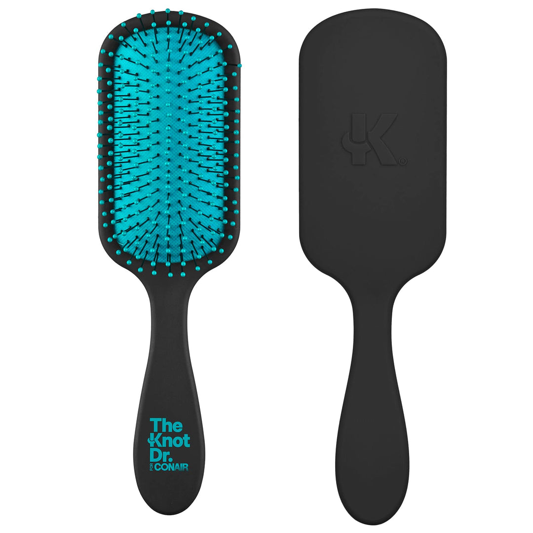 The Knot Dr. hair brush - Pro Mini Detangler, Detangling, Heat Resistant, Irregular shape, Rubber, 1 Count, Black + Blue, All hair types, Unisex