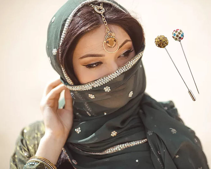 30PCS Hijab Pins with Safety Caps Colorful Crystal Rhinestone Ball Muslim Hijab Scarf Pins Brooch Pins Scarf Shawl Sweater Cardigan Safety Pins Wedding Pins Sewing Snag-Free Pins (B)
