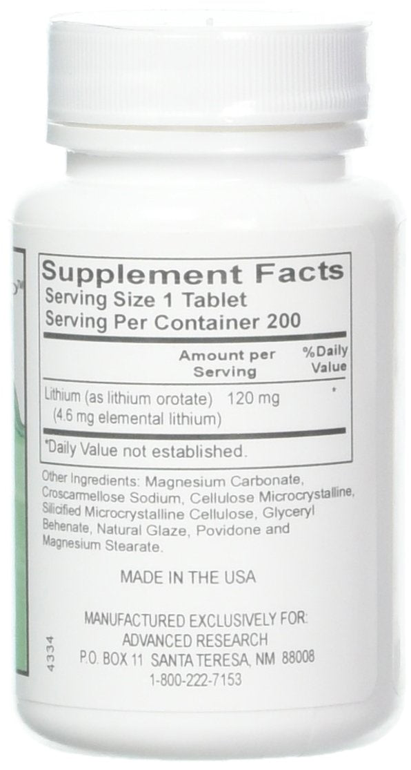 Dr. Hans Nieper Lithium Orotate Tablets, 120 mg, 200 Count