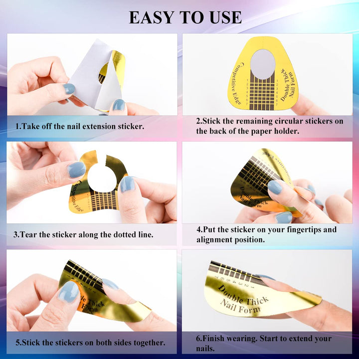 200PCS Nail Form Sticker Extension for Acrylic Nails