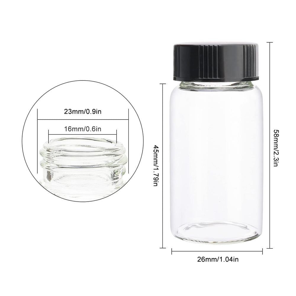 Lab Sample Vials, 36Pcs 20ml Clear Small Glass Vials with Black Screwcap, Liquid Sampling Sample Glass Bottles, Storage Vials for Chemistry Lab Chemicals