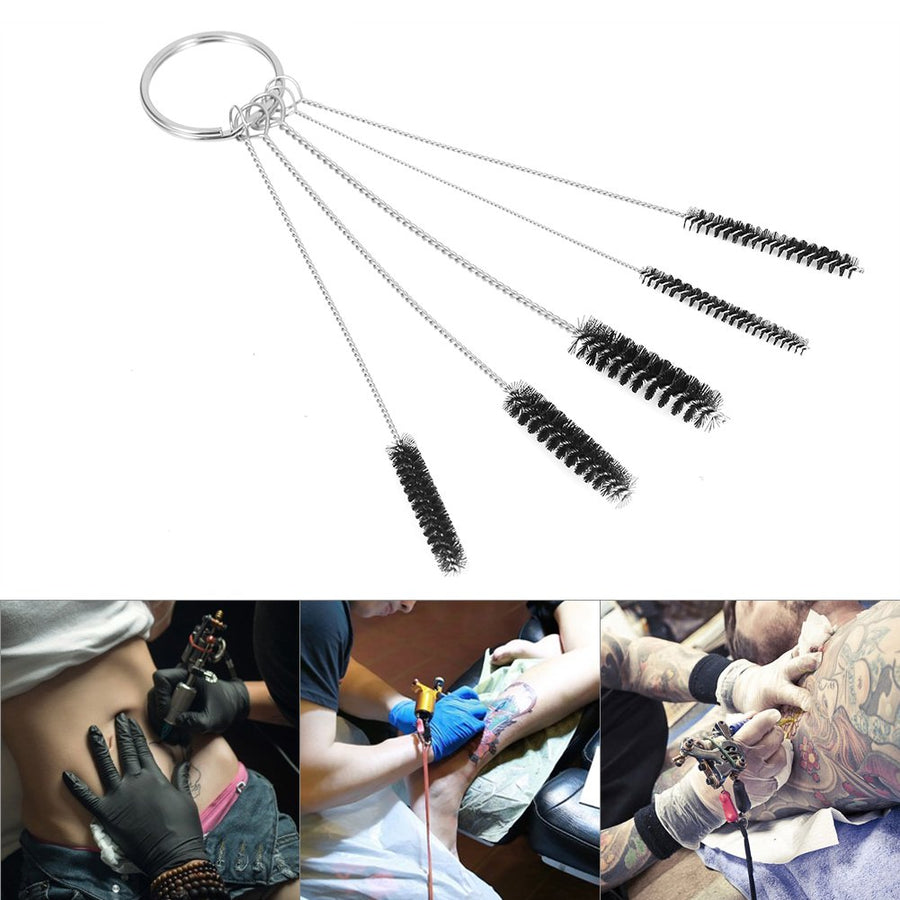 Brush Cleaning Bottle, 5Pcs / Set Nylon Bottle Brushes, Spray Gun Nozzle Tip Brush Cleaning Tube Cleaning Brush System