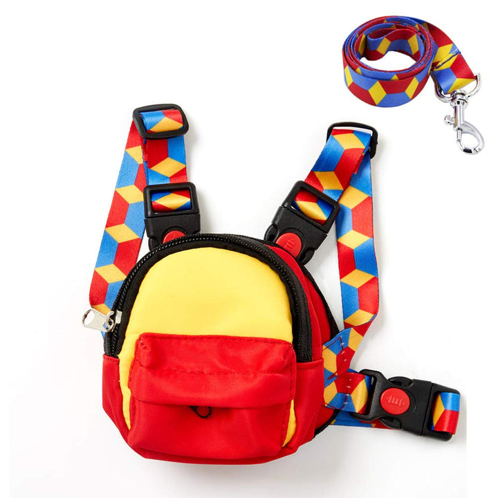 Colorful Lightweight Dog Backpack with Free Leash Adjustable Cute Water Repellent Harness with Breathable Mesh Material Saddle Bag for Small, Medium & Large Dogs Outdoor Hiking(Red)