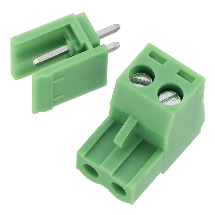 10 Sets 2-Pin 5.08mm Pitch Mount Screw Terminal Block, Straight Plug-in 2-Pin (2 Pole) Screw Terminal Block Connector, Pluggable Male Female Connectors- Green
