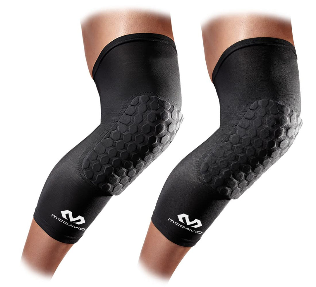 Hex Knee Compression Sleeves, Pull-On Padded Protection, Moisture Wicking (1 Pair)