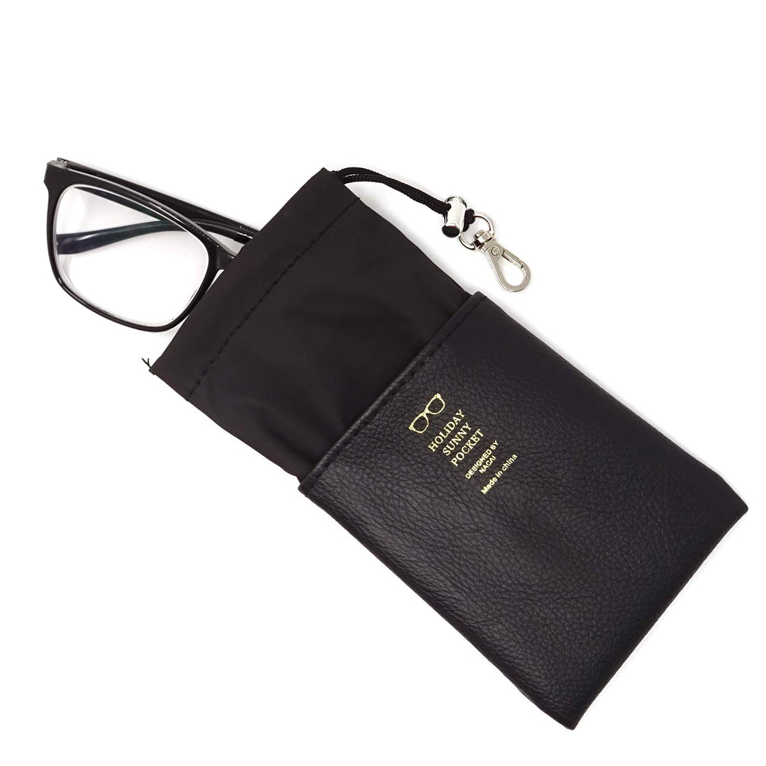 Portable PU Leather Glasses Carrying Storage Bags for Sunglasses (Black)