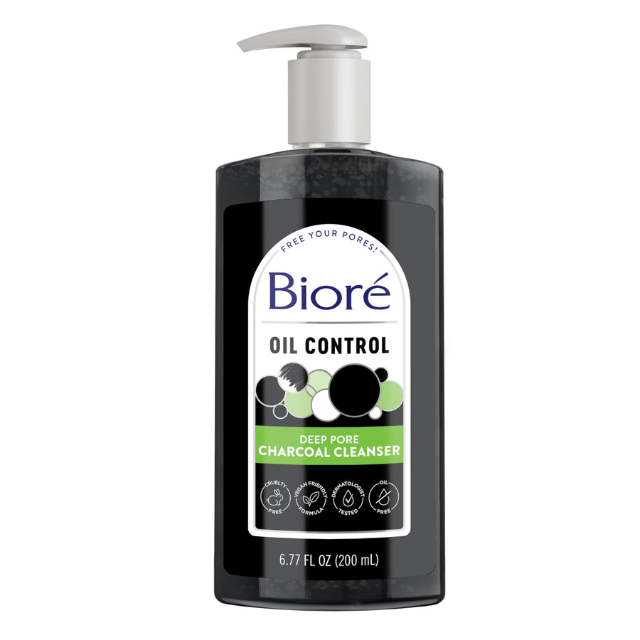 Deep Pore Charcoal Face Wash, Facial Cleanser for Dirt and Makeup Removal From Oily Skin, 6.77 Ounce