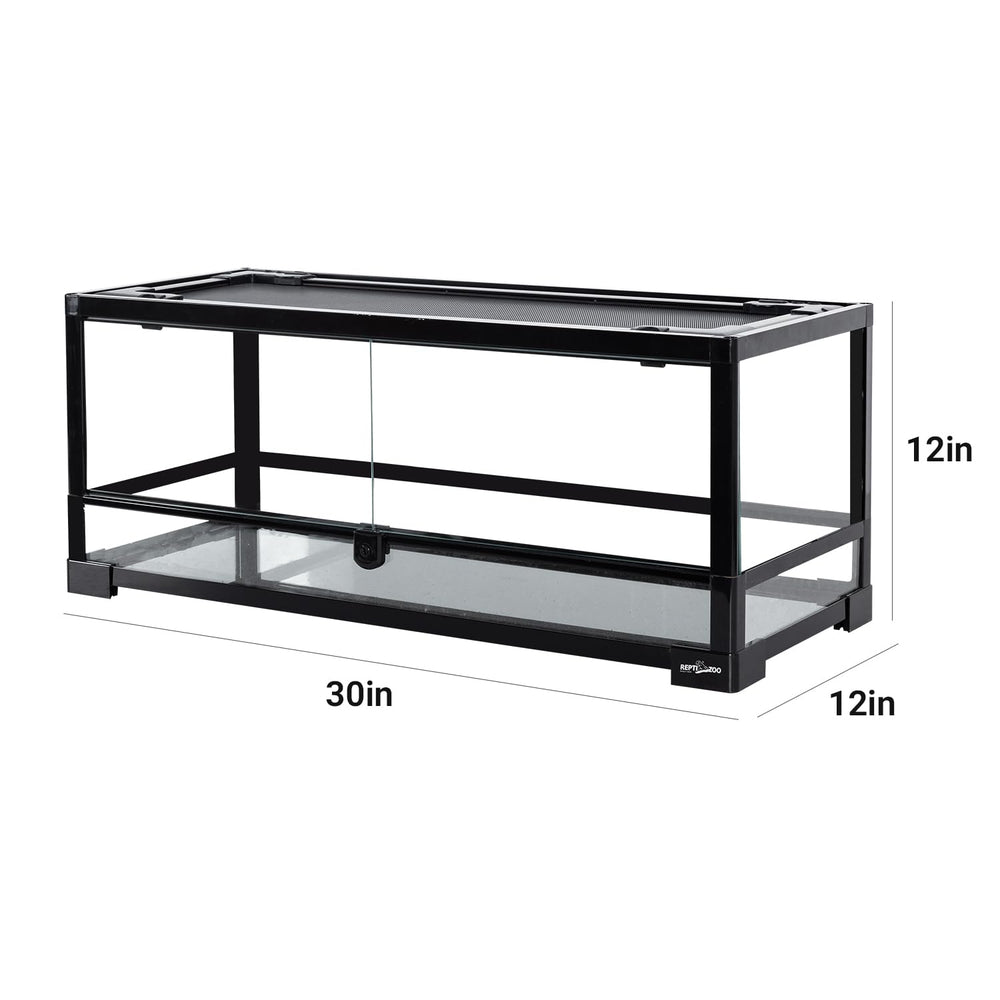 Glass Reptile Terrarium 20 Gallon, Front Opening Reptile Tank 30 x 12x 12 for Reptile Pets Gecko Lizard Snake, Top Screen Ventilation Escape Proof Lid