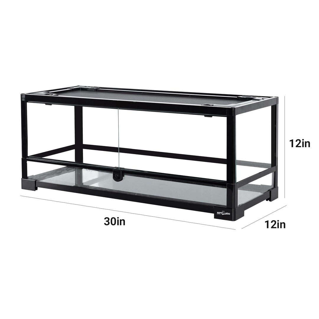 Glass Reptile Terrarium 20 Gallon, Front Opening Reptile Tank 30 x 12x 12 for Reptile Pets Gecko Lizard Snake, Top Screen Ventilation Escape Proof Lid