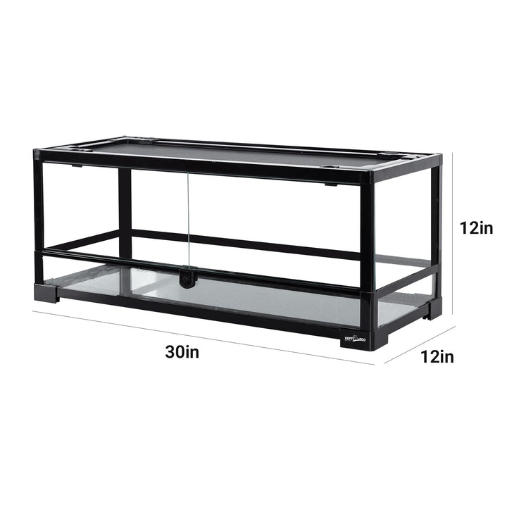 Glass Reptile Terrarium 20 Gallon, Front Opening Reptile Tank 30 x 12x 12 for Reptile Pets Gecko Lizard Snake, Top Screen Ventilation Escape Proof Lid