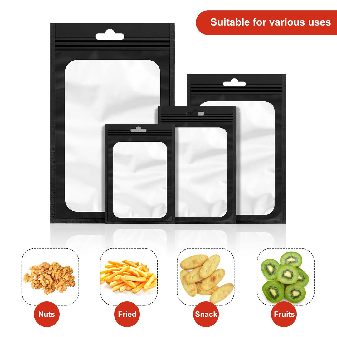 120 Pieces Smell Prevent Bags Polyester Film Bags Aluminum Metallic Foil Bag for Food Storage, Packaging Products, Smell Prevent Bags, 4 Sizes (Black)
