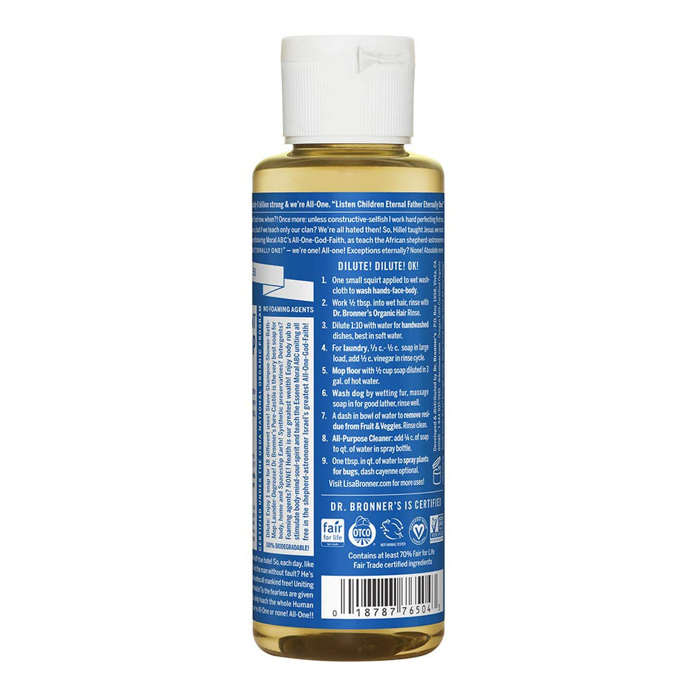 - Pure-Castile Liquid Soap (Peppermint, 4 ounce) - Made with Organic Oils, 18-in-1 Uses: Face, Body, Hair, Laundry, Pets and Dishes, Concentrated, Vegan, Non-GMO