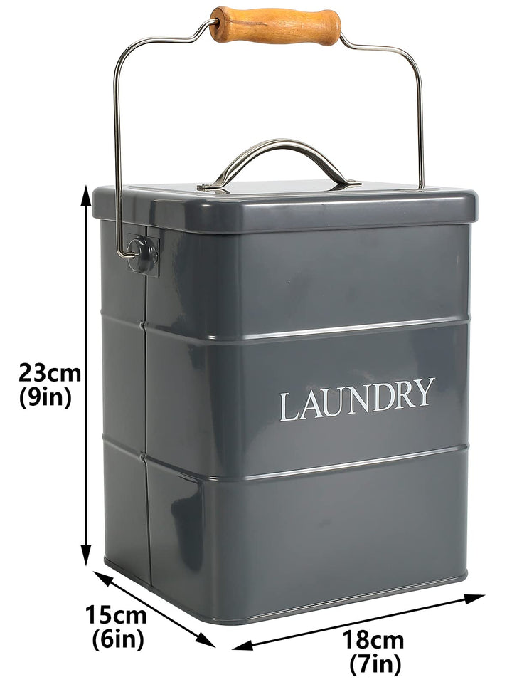Laundry Powder Bin, Washing Powder Storage Tin with Scoop, Airtight Lid & Handles, Laundry Detergent Powder Storage Box - Perfect for Holding Pods Tablets Capsules Powder Detergent-Gray