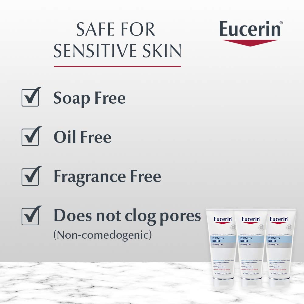 Redness Relief Cleansing Gel - Fragrance Free, Gently Cleanses Sensitive Skin - 6.8 fl. oz. Tube (Pack of 3)