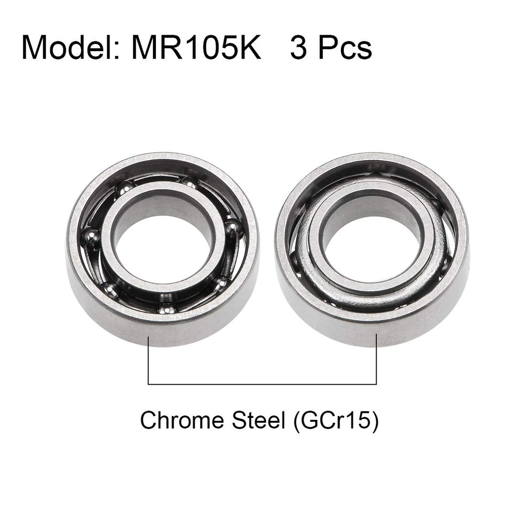 MR105K Deep Groove Ball Bearings 5mm Inner Dia 10mm OD 3mm Bore Open Type Chrome Steel Z2 5pcs