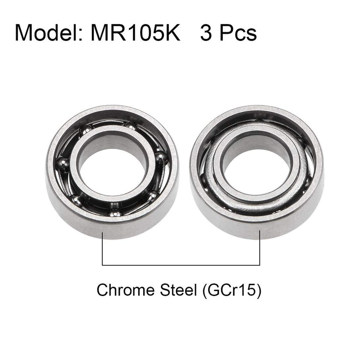 MR105K Deep Groove Ball Bearings 5mm Inner Dia 10mm OD 3mm Bore Open Type Chrome Steel Z2 5pcs