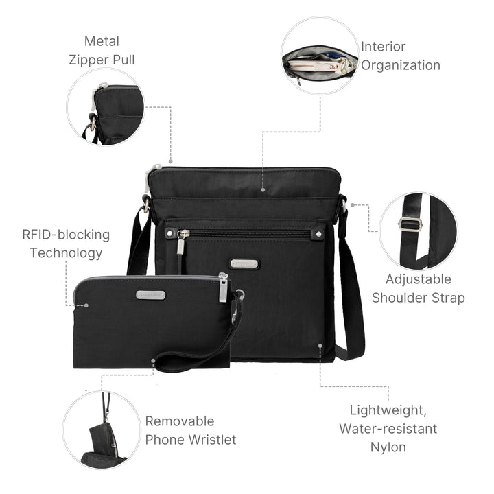 womens Go Bagg With Rfid Wristlet Handbags, Black, One Size US