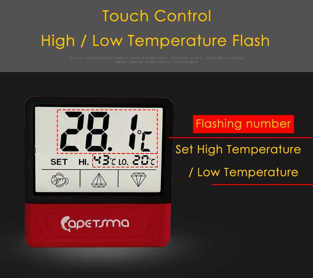 Fish Tank Thermometer, Touch Screen Digital Aquarium Thermometer with LCD Display, Stick-on Temperature Sensor ensures Optimum Temperature in Terrarium, for Your pet Amphibians and Reptiles…