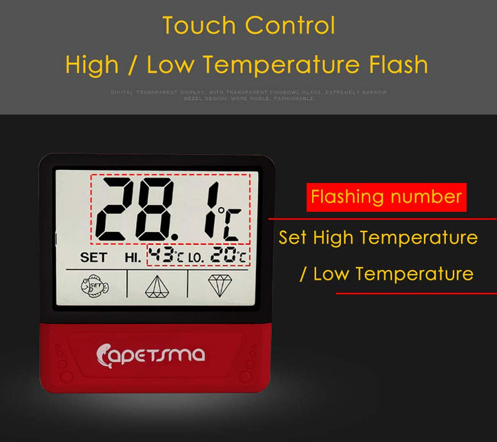 Fish Tank Thermometer, Touch Screen Digital Aquarium Thermometer with LCD Display, Stick-on Temperature Sensor ensures Optimum Temperature in Terrarium, for Your pet Amphibians and Reptiles…