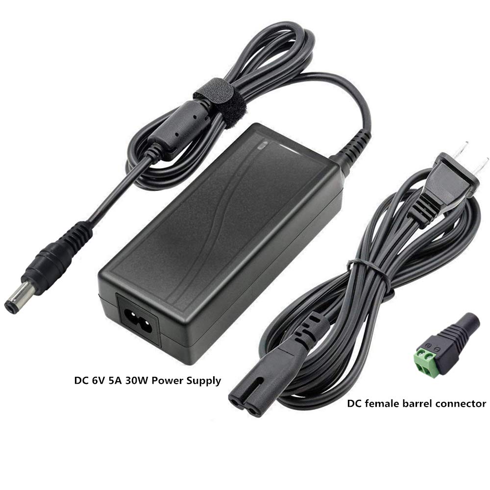 6V Low Voltage Power Supply, Transformer, Power Adapter, DC 6V 1A, 6 Watt Max, AC 100-240V to DC 6V, with 5.5/2.1 DC Female Barrel Connector